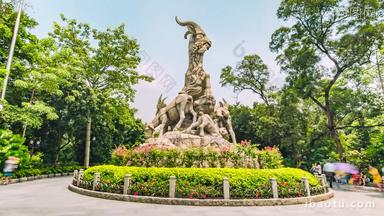 广州越秀公园五羊雕像地标建筑大范围延时动态延时摄影